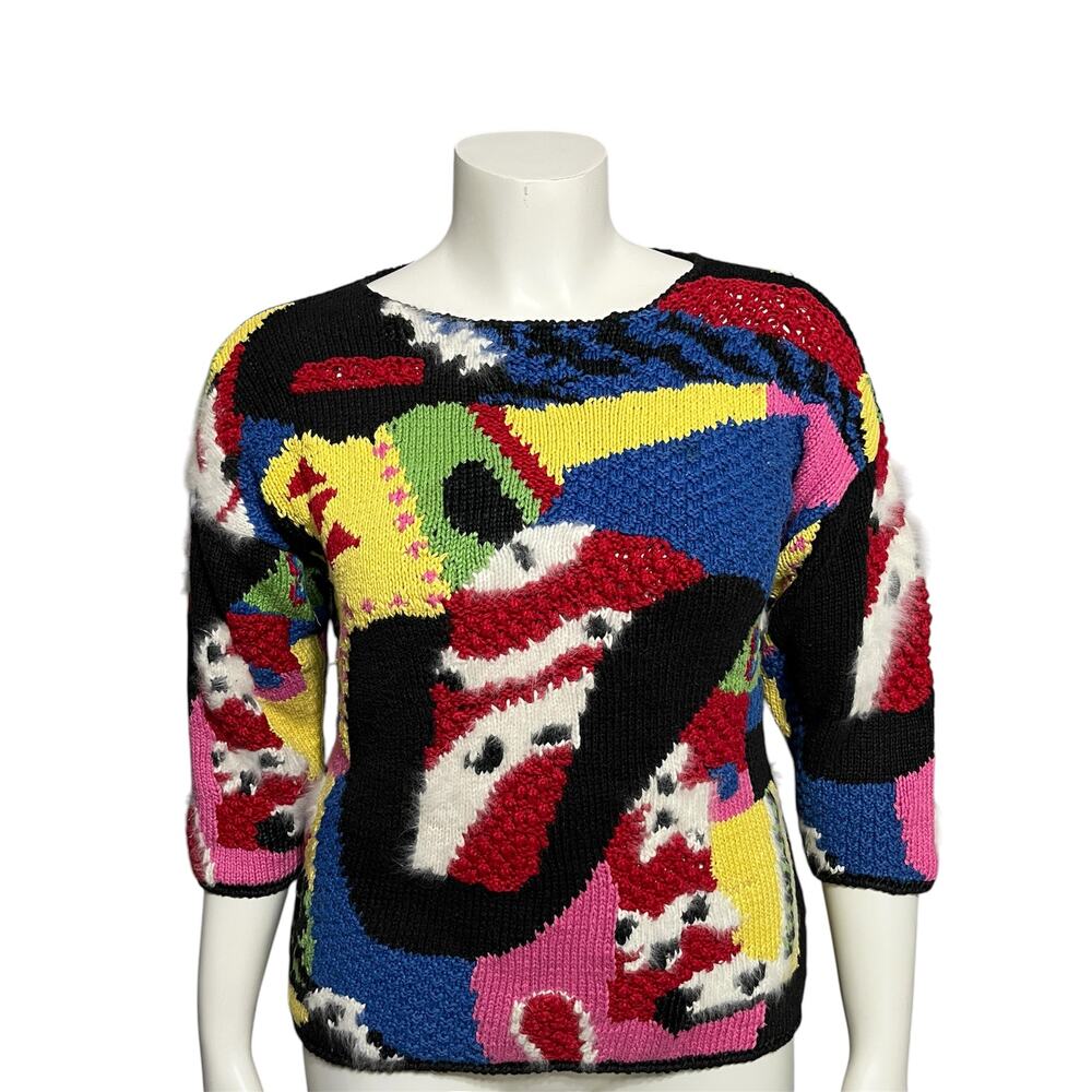 🌟Vintage Gil Aimee’s Women’s Artsy Multicolored Rabbit Hair Sweater Sz-Medium